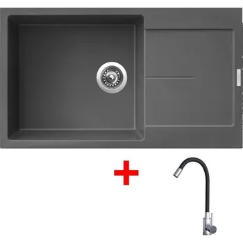 Granitový dřez Set Sinks Ultima 860 XXL Titanium + Elasta nerez/černá