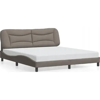 Postel Rám postele s čelem taupe 218 x 185 x 74,5 cm, polštář 190 x 15 x 48 cm