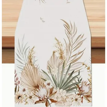 ubrus Běžec na stůl polyester 33x122 cm, vzor listí Boho B01