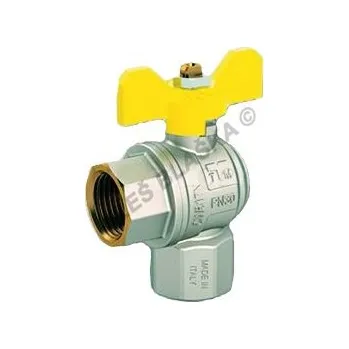 Ventil TIEMME - Itálie | Kulový kohout SQUADRA (ventil) rohový na plyn s motýlem FF (plynový) - 1/2"x1/2" TM2225G