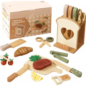 Dřevěná hračka DREWNIANA HRAČKA DLA DZIECI ZESTAW KUCHENNY DŘEVĚNÝ DÁREK