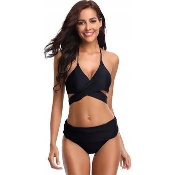 Dámské plavky Dvoudílné dámské plavky "S" B07CWQ13TX Bandážové Černé