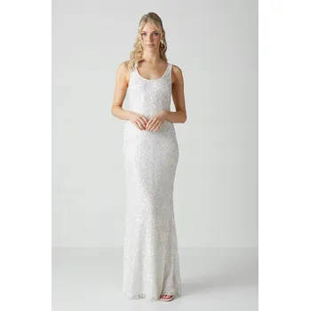 Dámské šaty COAST SMETANOVÉ ZDOBENÉ MAXI ŠATY (40)