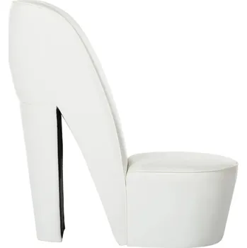 Křeslo Křeslo ve tvaru boty na podpatku, bílé, umělá kůže