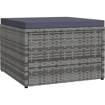 Taburet vidaXL Zahradní podnožka s poduškou polyratan [42670] Barva: Šedá