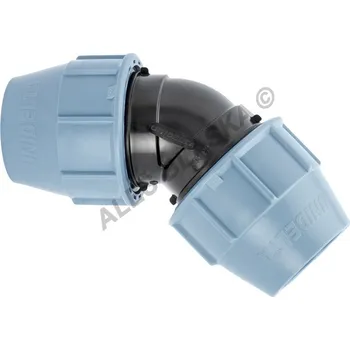 Instalatérský materiál UNIDELTA S.p.A. - Itálie | PE (PP-S) spojka koleno 45° na polyetylénové trubky (polyš) (svěrné plastové) - 25x25 UNI1018