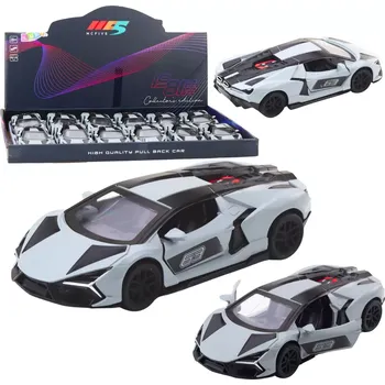 autíčko Kovové závodní autíčko 1:32 se zpětným pohonem a otevíracími dveřmi – šedé