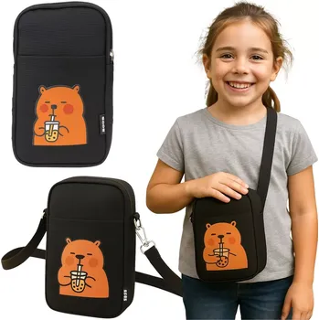 Kabelka Dětská a dámská crossbody taška s kapybarou, černá 20 × 14,5 cm