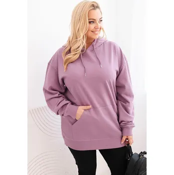 Dámská mikina Dámská mikina s kapucí a klokaní kapsou Plus Size z bavlny/BARVY Barva: Tmavě růžová, Velikost: XXL