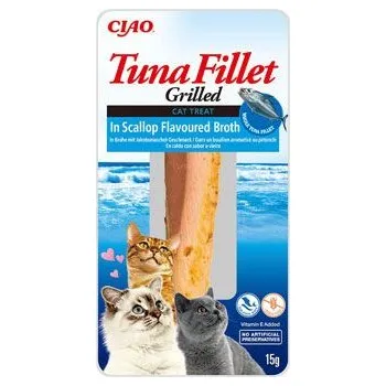 Pamlsek pro kočku Churu Cat Tuna Fillet in Scallop Flavoured Broth 15g