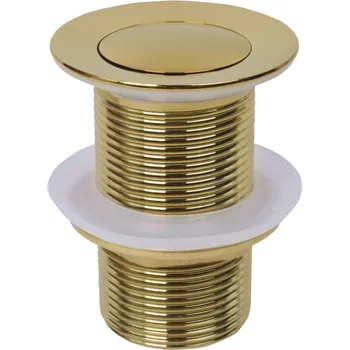 sítko a zátka do dřezu Mexen uzavíratelná umyvadlová výpust kulatý, ClickClack, malá zátka, bez přepadem, Zlatá, 79915-50