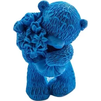 Forma na odlévání Silikonová forma na mýdlo a svíčku méďa s kyticí