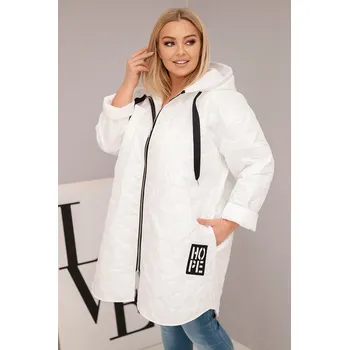 Dámská bunda Plus Size prošívaná s kapucí a nápisem HOPE bílá Barva: Bílá, Velikost: universal