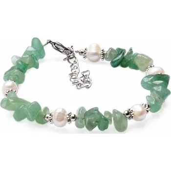 Náramek Avanturín sekaný náramek s perlami obvod cca 18 až 23 cm