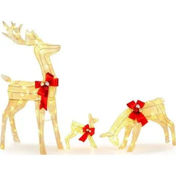 Dekorativní svítidlo Vánoční dekorace CM24850DE s jelenem, 200 teplých bílých světel - B COSTWAY