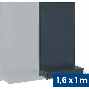 Prodejní regál Prodejní regál jednostranný, plné stěny, 1600 x 1000 x 450 mm, přídavný, antracit