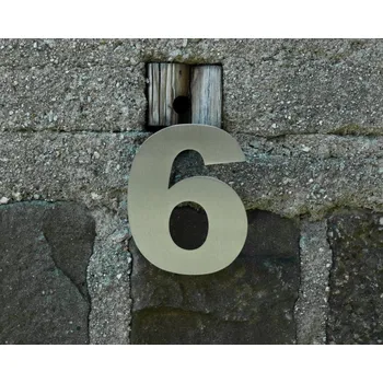 Domovní číslo Nerezové domovní číslo 6 se závitem - Arial Velikost: 10 cm