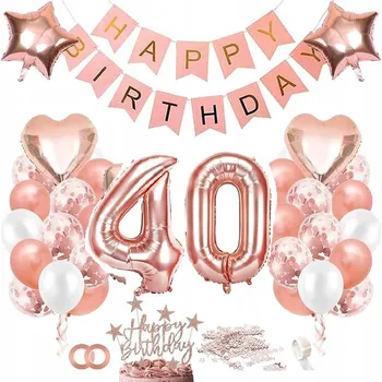 Party dekorace Balónková dekorace k 40. narozeninám - balónky, girlandy růžové zlato TOPHOPE
