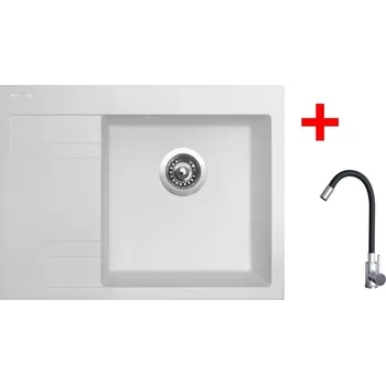 Granitový dřez Set Sinks RIM 650 P Milk + Elasta nerez/černá