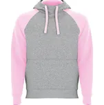 Roly Badet Unisex mikina s kapucí SU1058 Heather Grey 58-Light Pink 48 XL