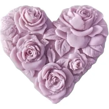 Mýdlo Silikonová forma na mýdlo srdce s růžemi II.