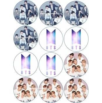 Jedlá dekorace na dort BTS motiv č.2 - (jedlý papír nebo fondánový list) - Jedlý papír / Bez decor gelu