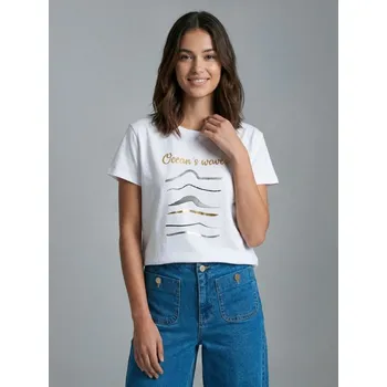 Dámské oblečení Sinsay - Tričko s potiskem - bílá - 8343J-00X - 8343J-00X-S-1