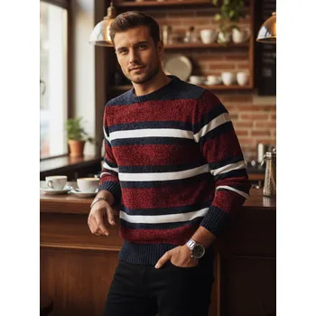 Pánský svetr Pánský svetr s pruhy WX2262 Barva: Bordová, Velikost: 2XL