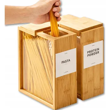 Dóza na potraviny 2X BAMBUSOVÉ NÁDOBY NA POTRAVINY 2KS TĚSTOVINY RÝŽE MOUKA DO SKŘÍŇKY NA LINKU