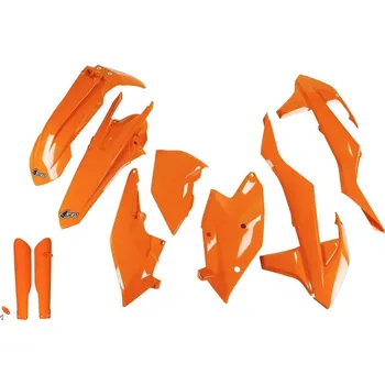 UFO oranžová sada plastů a kryty tlumičů KTM EXC/EXC-F TPI '17-'19
