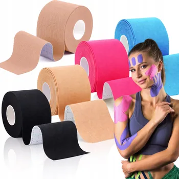 Tejpovací páska 5x KINEZIOLOGICKÁ PÁSKA TEJP NA TĚLO KOLENA LOKTY 5 cm x 5 m