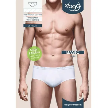 Slipy Pánské slipy Basic Midi 2P - WHITE - bíle 0003 - SLOGGI WHITE 6