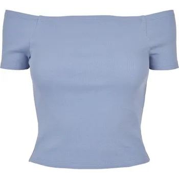 Ladies Off Shoulder Rib Tee - violablue L