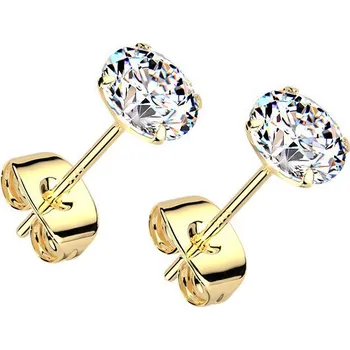 Náušnice Šperky4U Zlacené stříbrné náušnice na puzetu - zirkony 5 mm - HB8342-5