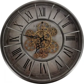 Hodiny Nástěnné hodiny s kovovým rámem a ozubeným strojkem Grant S šedé – Ø 46,5 cm, 2. jakost