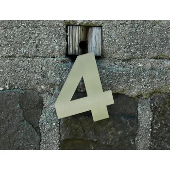 Domovní číslo Nerezové domovní číslo 4 se závitem - Arial Velikost: 10 cm