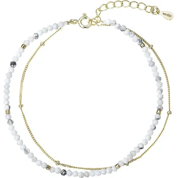 Náramek EVOLUTION GROUP CZ Pozlacený stříbrný náramek s bílými howlity - 13114.1