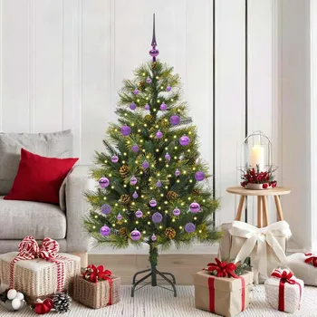 Vánoce Umělý sklopný vánoční stromeček s kužely Zelená 150 cm Zelená3395086