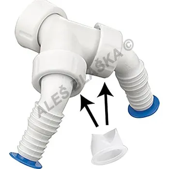 HAAS (Otto Haas KG) - Nurnberg - Německo | Dvojitá přípojka (voda/voda) k podomítkovému sifonu (se zpětnými klapkami) pro odpad myčky, pračky, sušičky, bojleru - DN25 OHA.2913