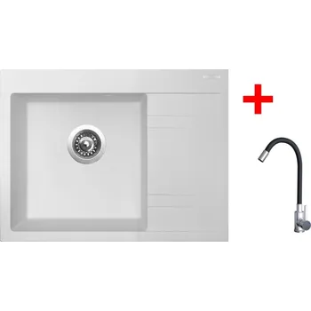 Granitový dřez Set Sinks Rim 650 L Milk + Elasta nerez/černá