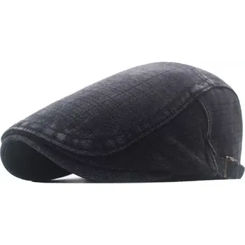 Čepice Pánská plochá zateplená džínová bekovka Černá