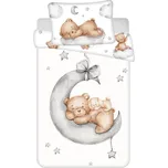 Bílé bavlněné dětské povlečení do postýlky 100x135 cm Teddy Bear "Ribbon" – Jerry Fabrics ID_1770340