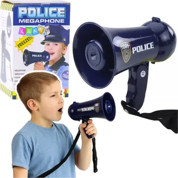 Interaktivní policejní megafon pro děti se sirénou a popruhem