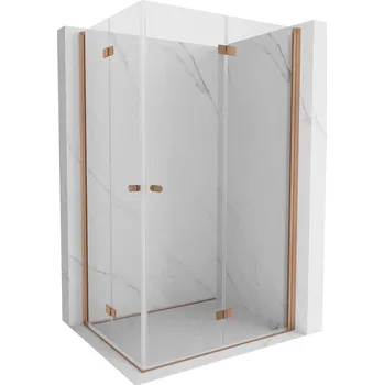 Sprchové dveře MEXEN/S - Mist-F Duo sprchový kout skládací dveře pravá 90 x 120, transparent, měď kartáčovaná 8A6-090L-120P-65-00