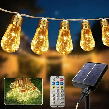 Venkovní osvětlení SOLÁRNÍ ZAHRADNÍ GIRLANDA ŽÁROVKY 16 LED ŘETĚZ SOLÁRNÍ DEKORATIVNÍ 7,8m USB