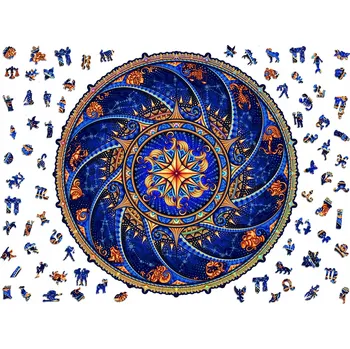 Obraz Puzzle Dřevěné Premium Mandala Znamení Zvěrokruhu UL 600 dílků Dárek