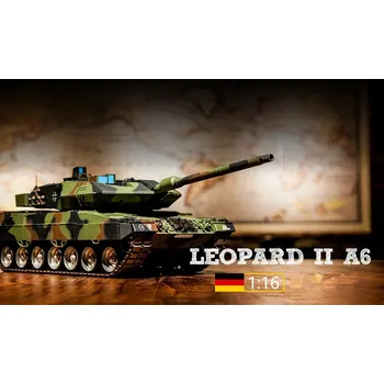 RC model auta Dálkově Ovládaný Tank ASG/zvuk/kouř 1:16 German Leopard II A6 RTR 2.4GHz