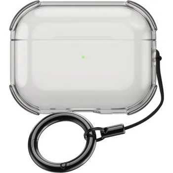 Telefonní příslušenství Transparentní obal s karabinou pro AirPods Pro 3 - šedý