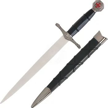 Replika zbraně Haller Templářská rytířská dýka s pečetí a lví záštitou