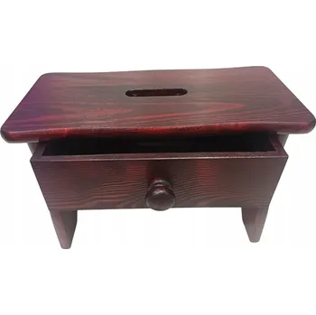 VYSOKÁ MOŘENÁ STOLIČKA SE ZÁSUVKOU MAHAGON – taburet, stolička, židlička, štokrdle